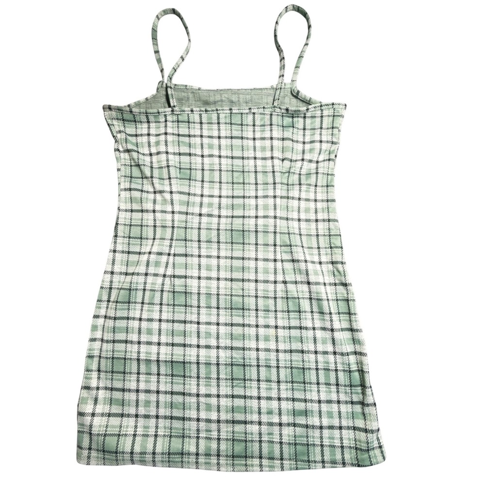 90s Womens Green Plaid Bodycon Dress Spaghetti Strap Mini‎ Large ST031522 - Picture 2 of 9